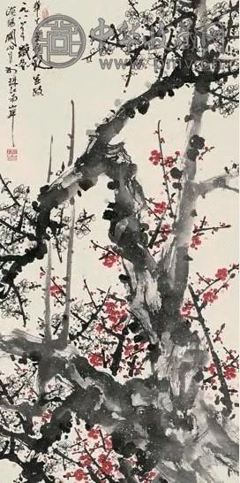 关山月 红梅 立轴 设色纸本