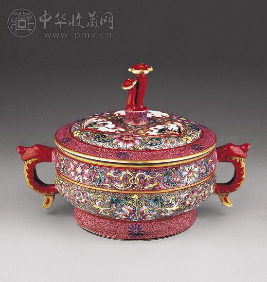 粉彩灵芝钮□式炉