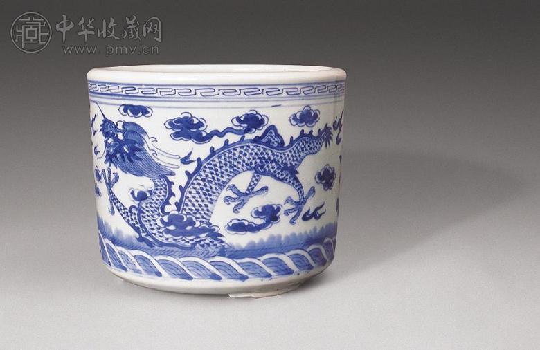 清光绪 青花龙纹筒炉