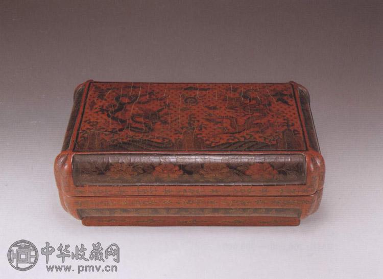 明 彩漆浅刻花卉长方盒