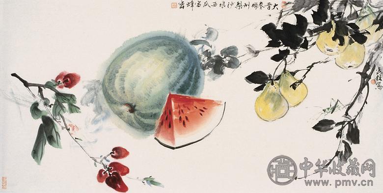 梁鑫喆 消夏佳果图 镜心 纸本