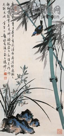 黄幻吾 三清图 立轴 设色纸本