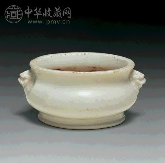 清初 德化釉双狮耳炉