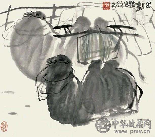 吴团良 骆驼 镜心 水墨纸本