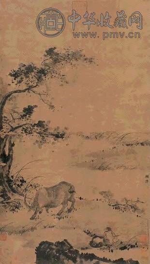 祁序(款) 牡牛图 立轴 水墨纸本