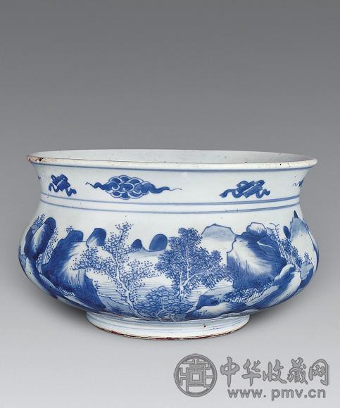 清康熙 青花山水炉