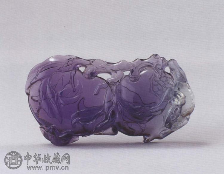清 紫晶俏色雕刘海金蟾坠