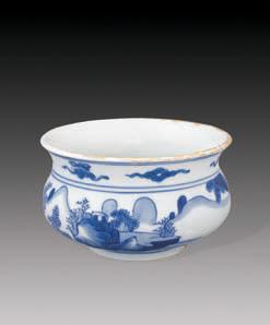 清康熙 青花山水炉