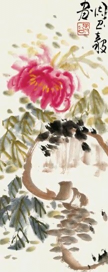 周昌谷 花卉 立轴 纸本