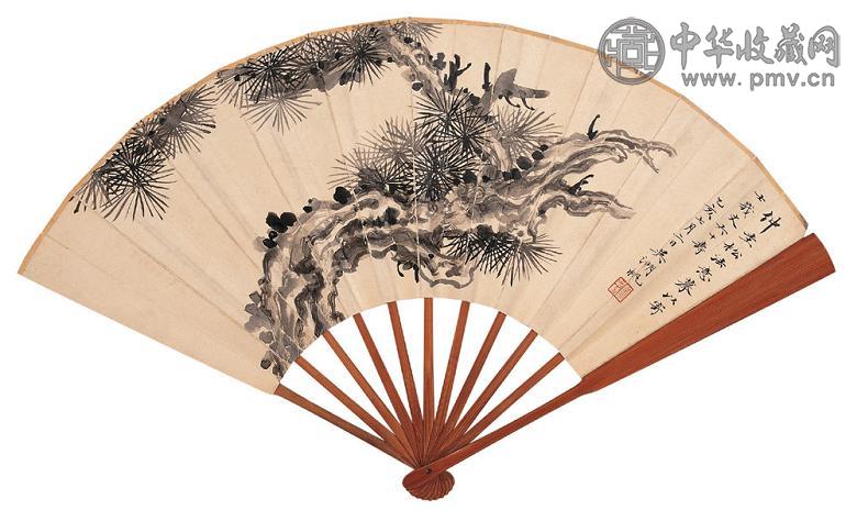 吴湖帆 乙亥(1935年)作 松柏 扇面