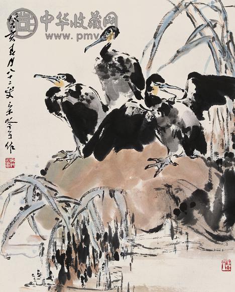 宋吟可 1983年作 花鸟 立轴 设色纸本