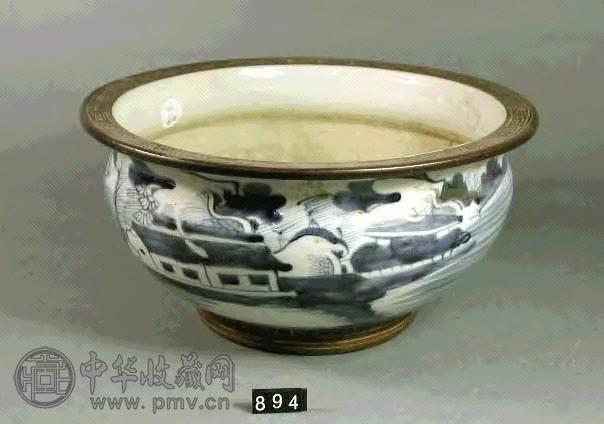 清乾隆 青花山水炉