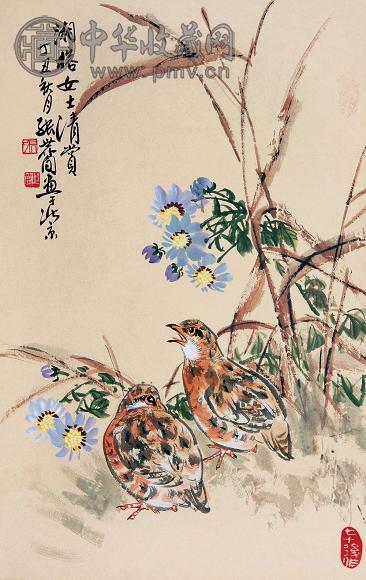 张世简 花鸟 立轴 设色纸本