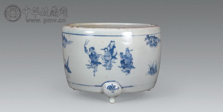 明弘治 青花八仙人物纹香炉
