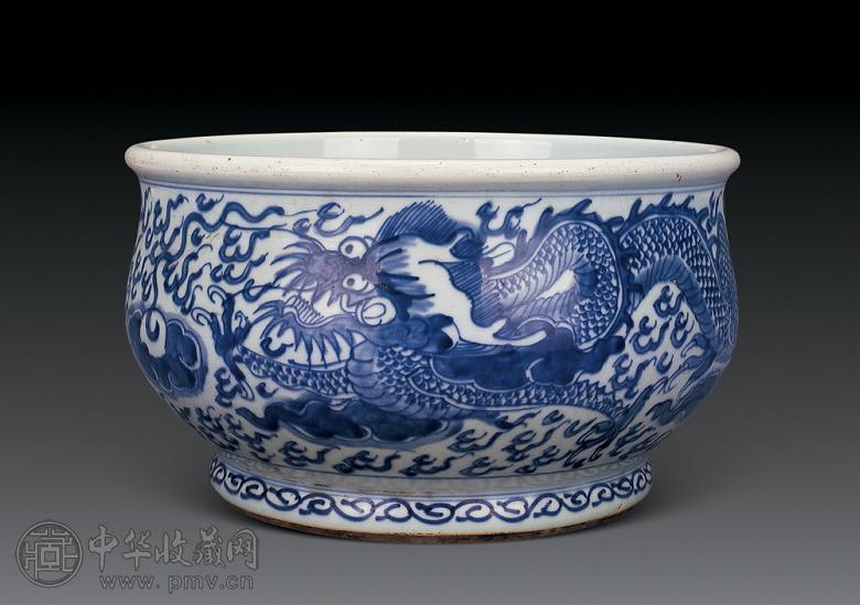 清康熙 青花云龙香炉