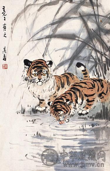 宗其香 双虎 镜心 设色纸本