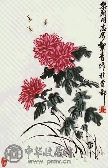 胡絜青 花虫 镜心 设色纸本