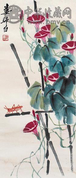 娄师白 牵牛花开 立轴 设色纸本