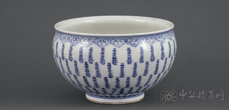 清 青花百寿纹炉