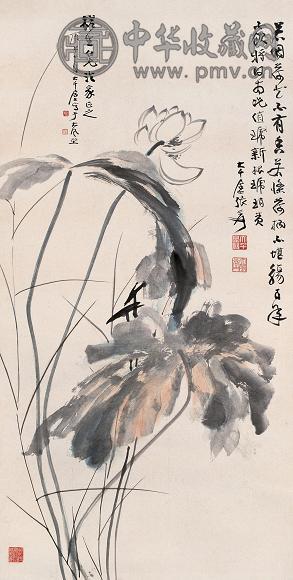 张大千 1930年作 莲塘图 镜心 设色纸本