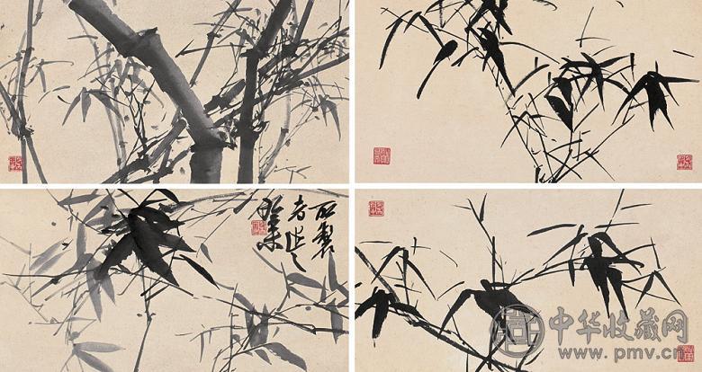 陈丙光 癸未(2003年)作 墨竹 立轴(16开选4) 水墨纸本