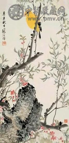 江寒汀 1961年作 黄鹂桃花 镜心 设色纸本