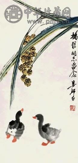 娄师白 小鸭 立轴 设色纸本