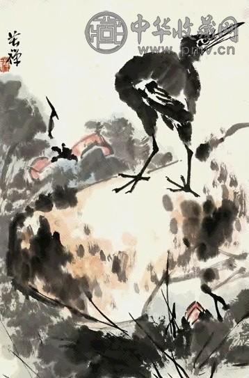 近现代 李苦禅 水鸟 轴