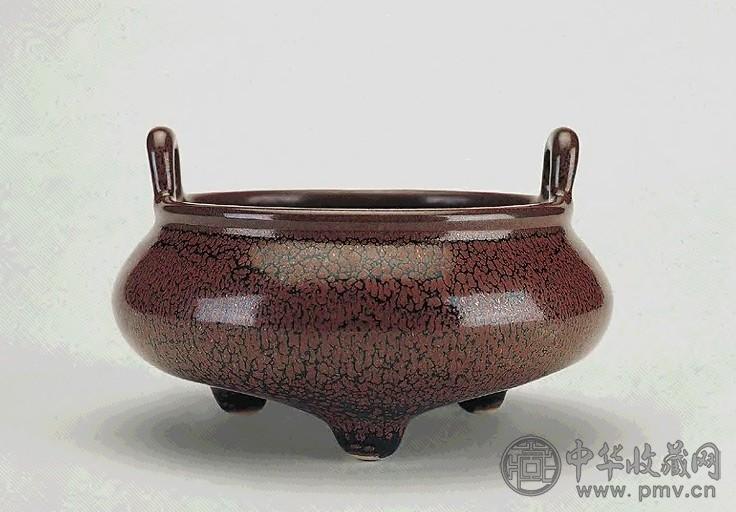 清雍正 铁锈釉香炉