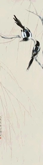 徐悲鸿 乙亥(1935年)作 喜鹊 立轴 设色纸本