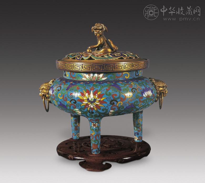 清中期 景泰蓝三足鼎式熏炉