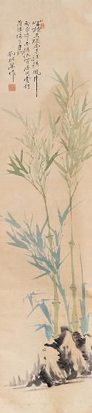 刘晓琴 竹石图 立轴 设色纸本