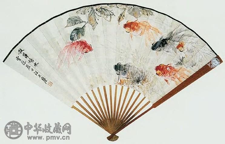 汪崐 结茆云水图 成扇