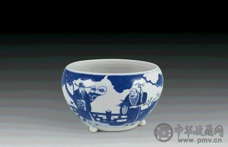 清乾隆 青花人物炉