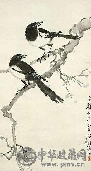 徐悲鸿 双喜图 镜心