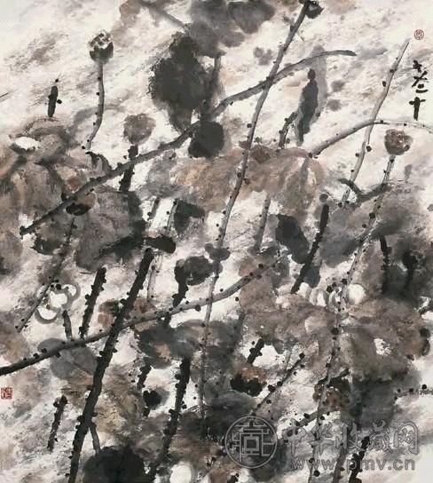 李老十 残荷图 镜心 设色纸本