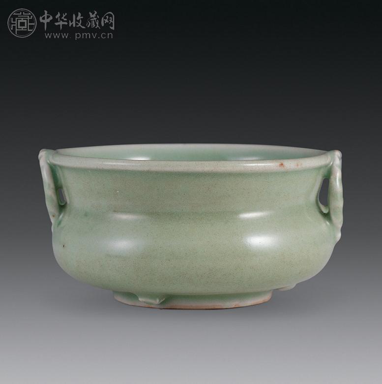 清康熙 粉青釉双耳炉