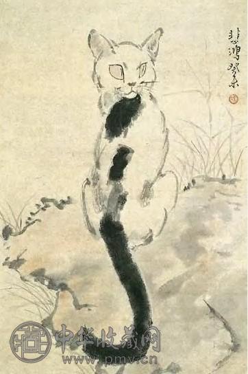 近现代 徐悲鸿 猫 轴