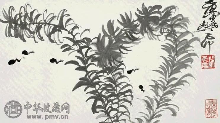 黄冑 花鸟 镜心 墨色纸本