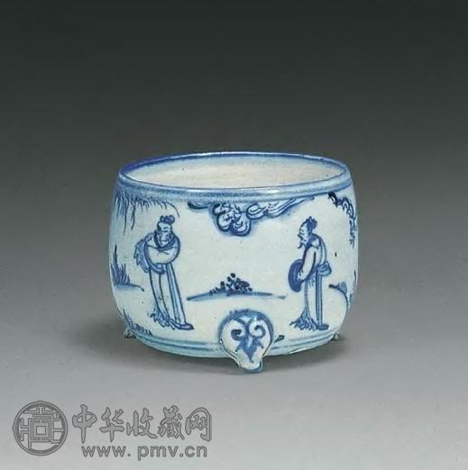 明成化-弘治 青花人物三足炉
