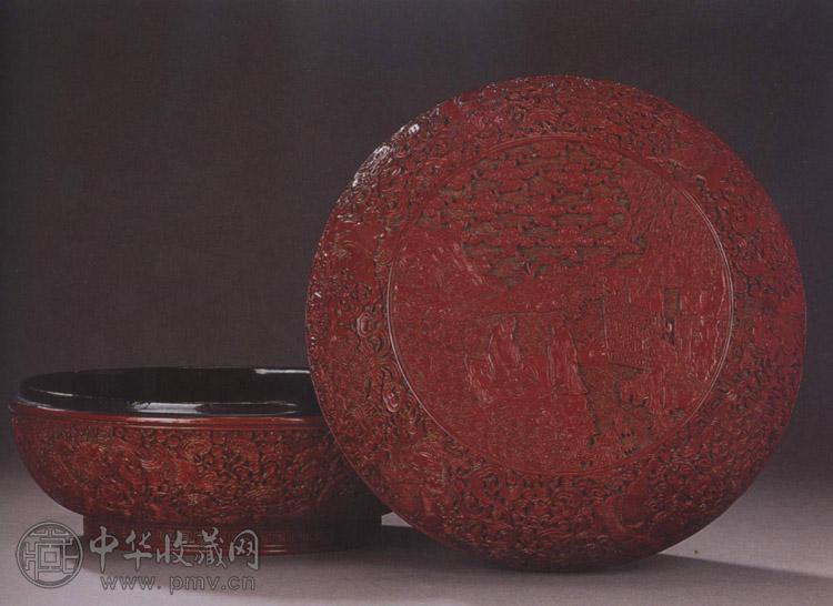 明十六世纪 剔红文王访贤人物图圆盒