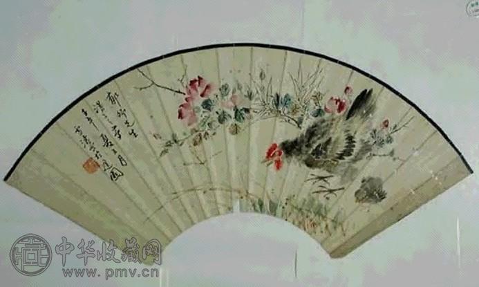 王雪涛 竹鸡 扇面 设色纸本