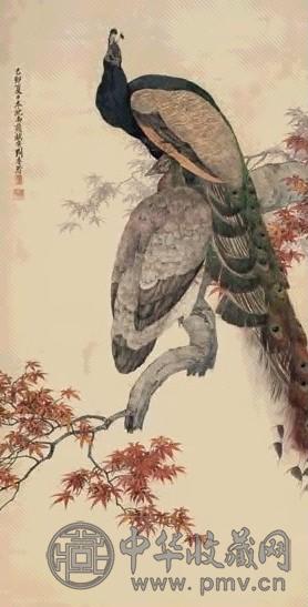 刘奎龄 艳羽红枫 立轴 设色绢本