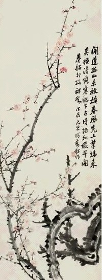 王仁治 梅花 立轴 设色纸本