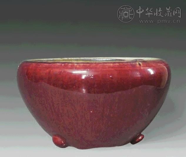 清 钧红釉三足炉
