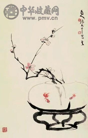 张大千 清供图 册页 设色纸本