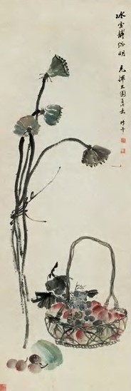 姚叔平 花卉 立轴 设色纸本