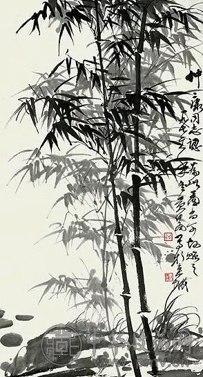 近现代 黄胄 墨竹图 镜心