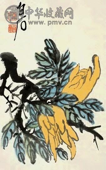 齐白石 佛手 立轴 设色纸本
