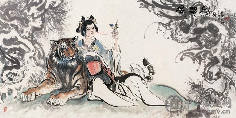 陈略 山友图 镜心 设色纸本